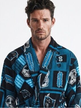 NFL | CAROLINA PANTHERS Blue Black Graphic Snuggie One Size Fits All